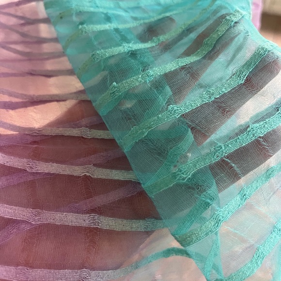 Silk Teal and Purple Sheer Scarf - Picture 14 of 14